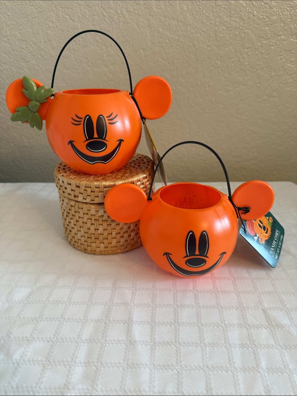 Disney Mickey and Minnie Pumpkin Small Candy Buckets  New